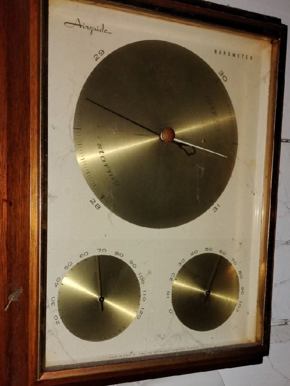 Brass Dial Wall Barometer and Hygrometers in Gold Tone